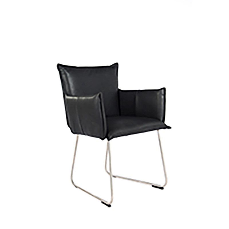 Duke Dining Chair With Arm Stainless Steel Bonanza Black Oblique